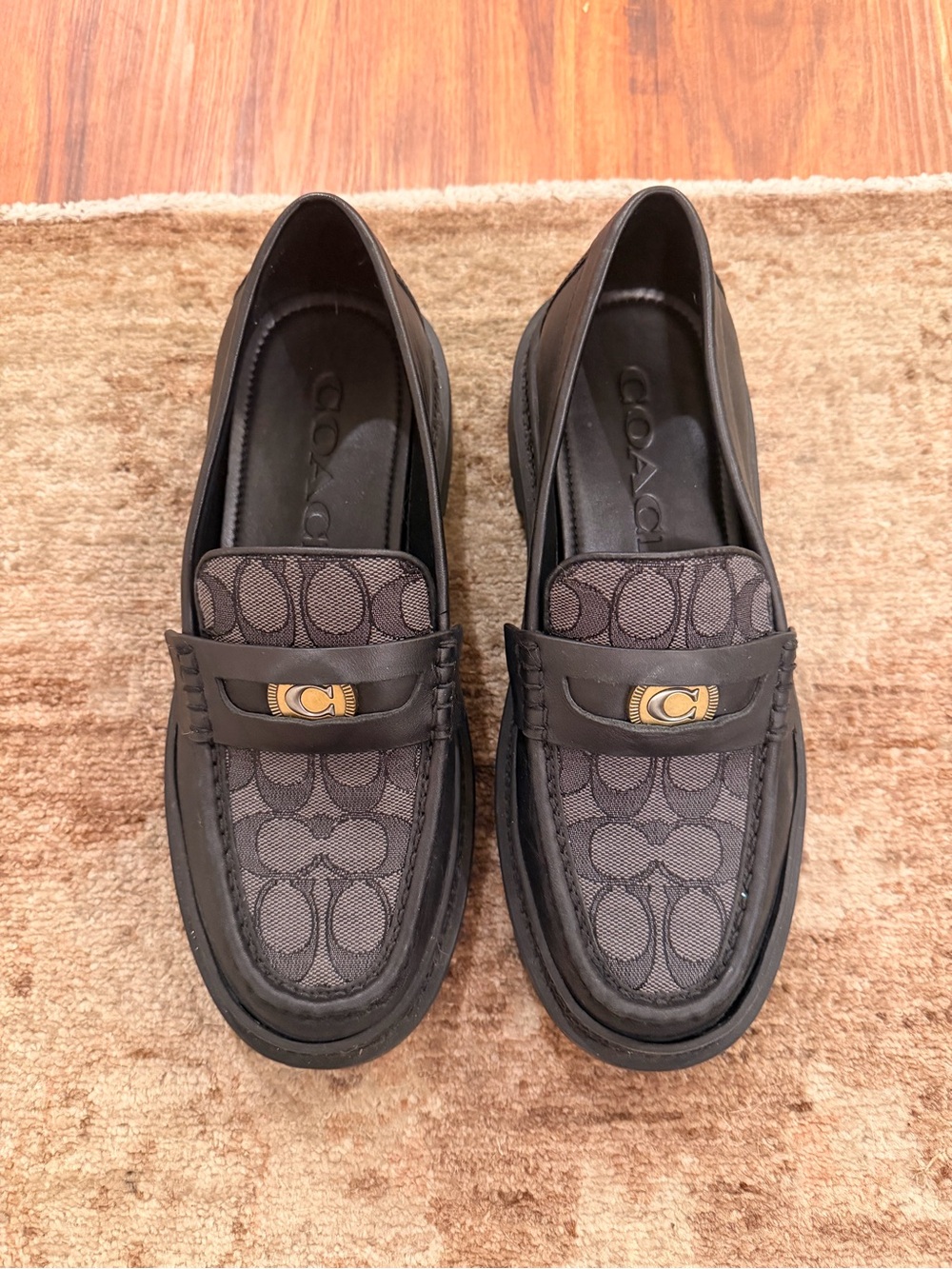 Coach Men’s Cooper Loafers with Signature Jacquard and Signature Coin - Black